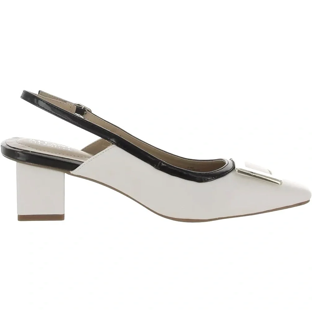 Alfani Women's Cienna Slingback Pumps, White Smooth - Picture 7 of 8